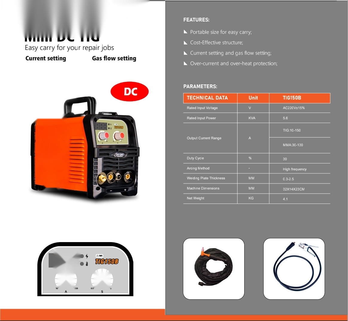 150A DIY TIG Welding Machine Stainless Steel Easy Carry