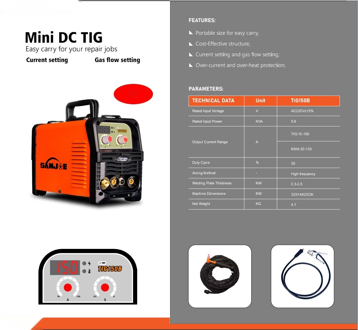 150A DIY TIG Welding Machine Stainless Steel Easy Carry